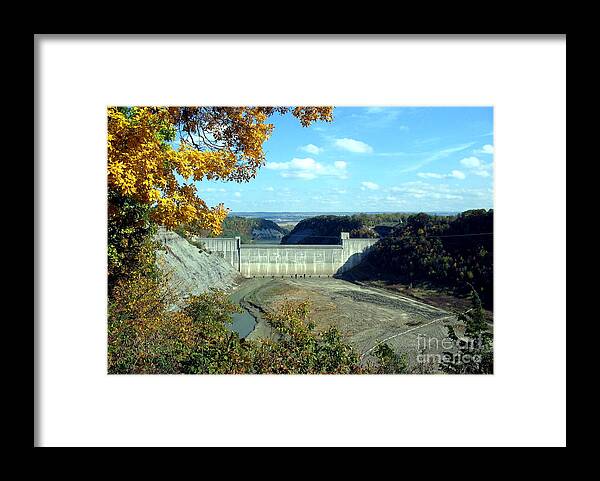 Letchworth State Park Mount Morris Dam Autumn Drought Framed Print featuring the photograph Letchworth State Park Mount Morris Dam Autumn Drought by Rose Santuci-Sofranko