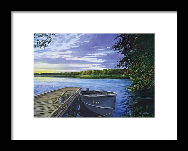 Outboard Framed Print featuring the painting Let's Go Fishing by Anthony J Padgett