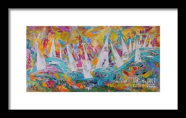 Tropical Framed Print featuring the painting Lets Go Sailing by Lyn Olsen