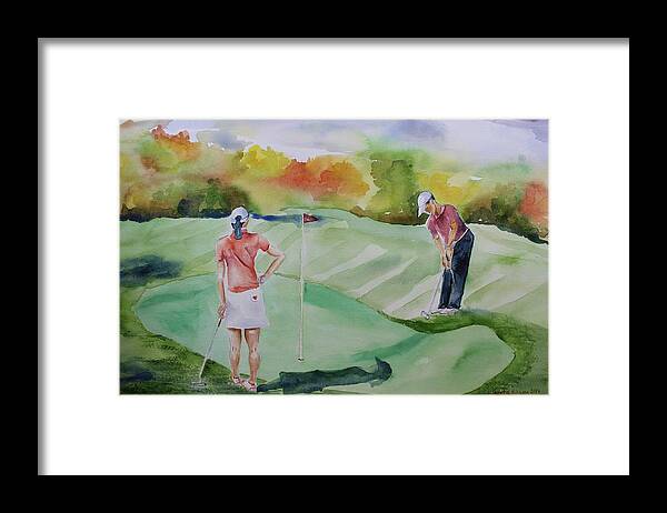 Golf Framed Print featuring the painting Let's play Golf by Geeta Yerra