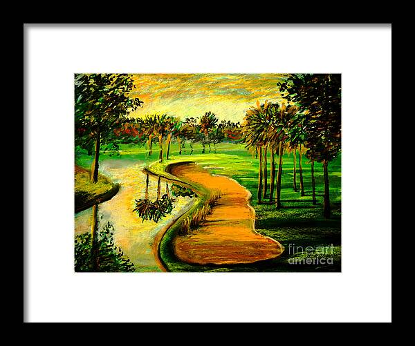 Golf Course Framed Print featuring the painting Let's Play Golf by Pat Davidson