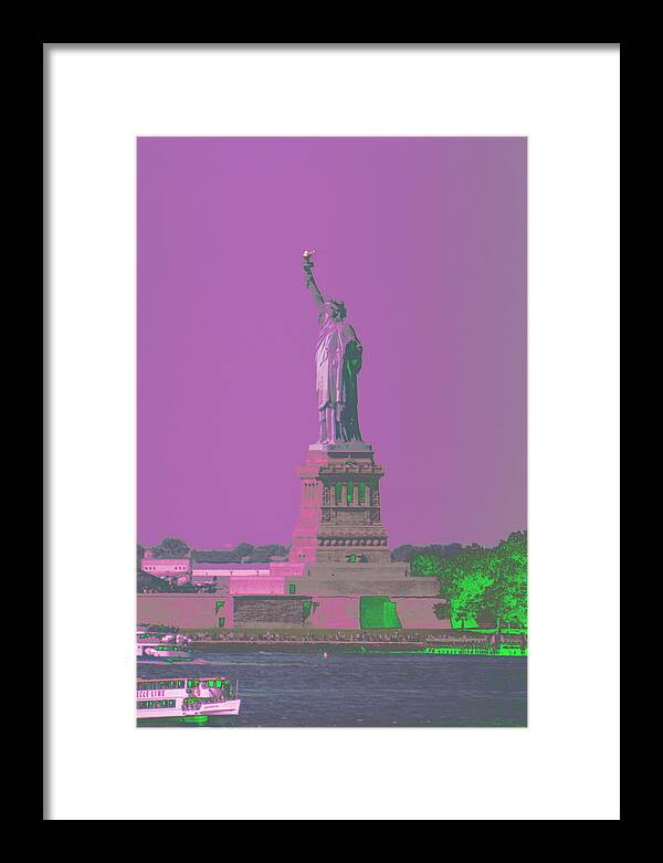 Statue Of Liberty Color Framed Print featuring the photograph Liberty Purple Sky by Christopher J Kirby