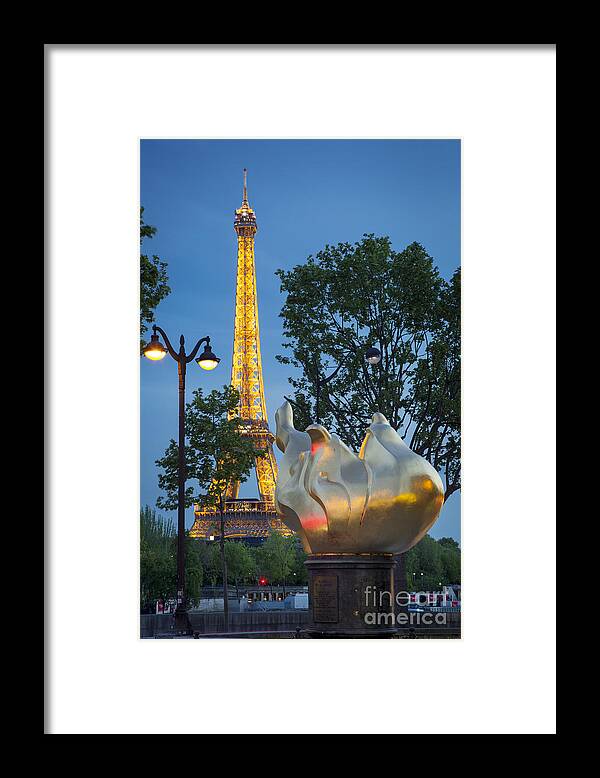 Paris Framed Print featuring the photograph Liberty Torch and Eiffel by Brian Jannsen