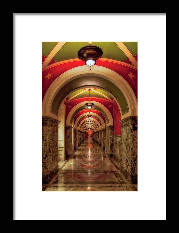 Library Of Congress Framed Print featuring the photograph Library Of Congress Building Hallway by Susan Candelario
