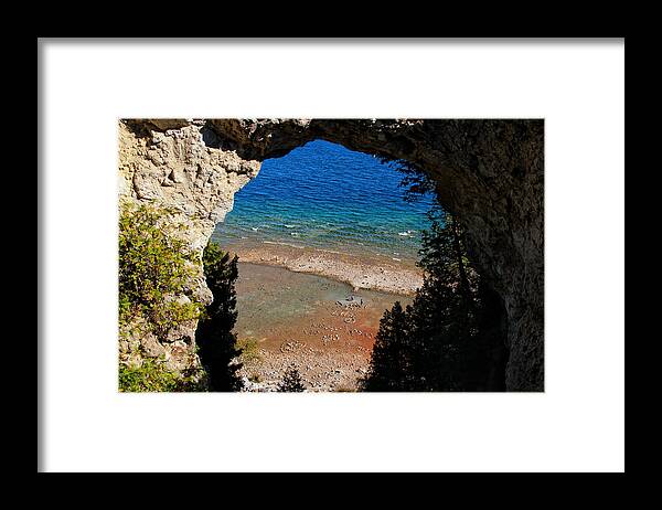Life Below Arch Rock Framed Print featuring the photograph Life Below Arch Rock by Rachel Cohen