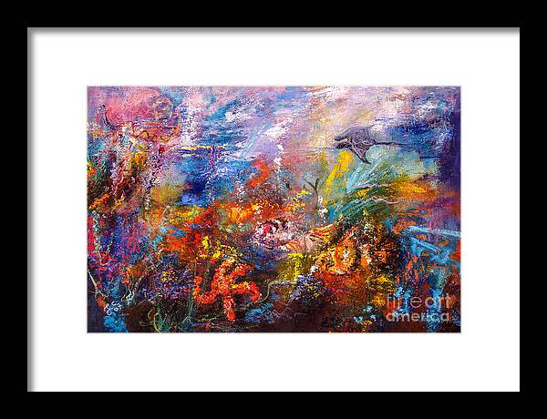 Modern Impressionism Framed Print featuring the painting Life In The Coral Reef Oil Painting by Ginette by Ginette Callaway