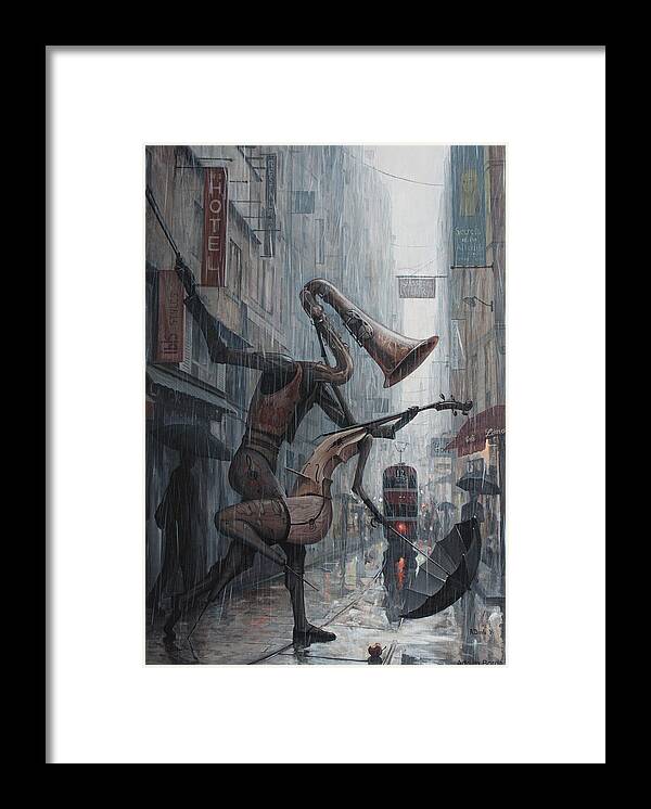 Life Framed Print featuring the painting Life is dance in the rain by Adrian Borda