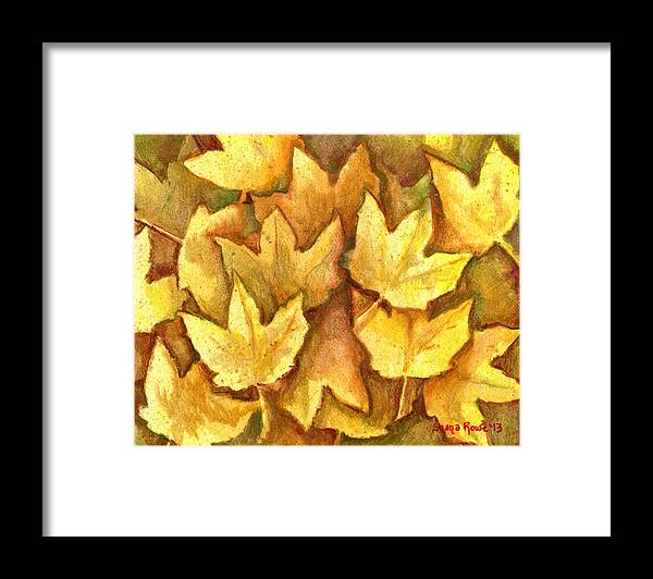 Leaf Framed Print featuring the painting Life is Golden by Shana Rowe Jackson