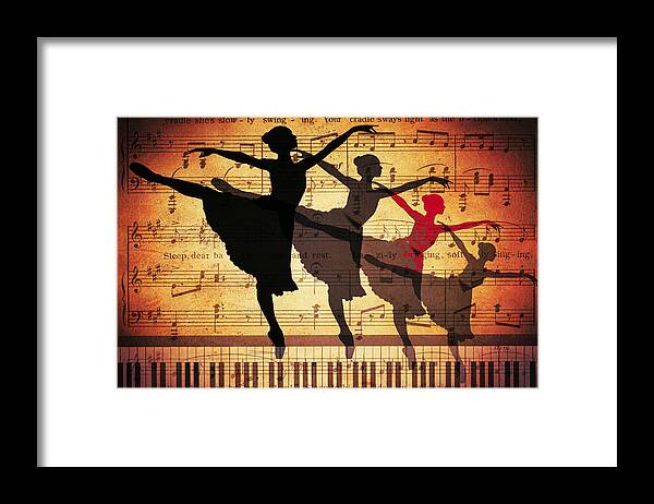 Ballerina Framed Print featuring the digital art Life is music by Rumiana Nikolova