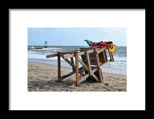 Lifeguard Chair Framed Print featuring the photograph Lifeguard Chair at the Indian River Inlet by Kim Bemis