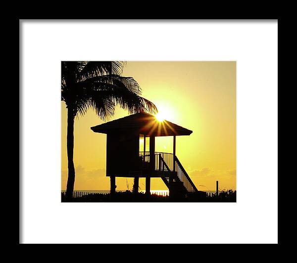 Florida Framed Print featuring the photograph Lifeguard Station Sunburst Delray Beach Florida by Lawrence S Richardson Jr