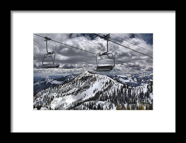 Baldy Framed Print featuring the photograph Lift Chairs Above The Wasatch Peaks by Adam Jewell