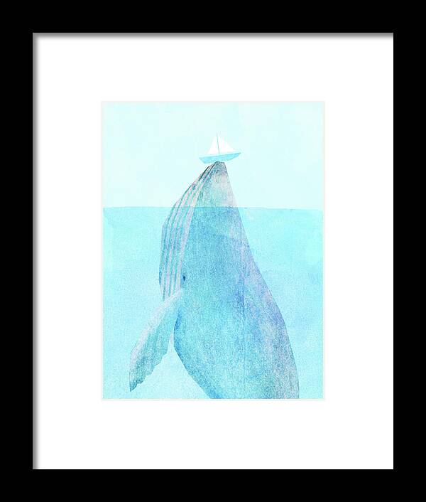 Whale Framed Print featuring the drawing Lift option by Eric Fan