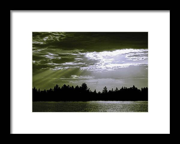 Light Beams Framed Print featuring the photograph Light Blast in Evening by JGracey Stinson