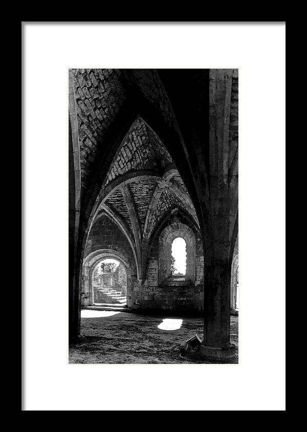 Monochrome Photography Framed Print featuring the photograph Light inside the vaults. by Elena Perelman