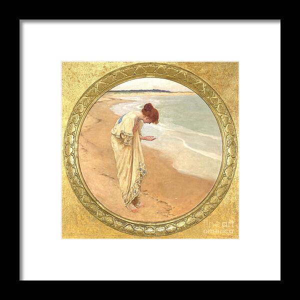 William Margetson - The Sea Hath Its Pearls (1897) Framed Print featuring the painting The sea hath its pearls by MotionAge Designs