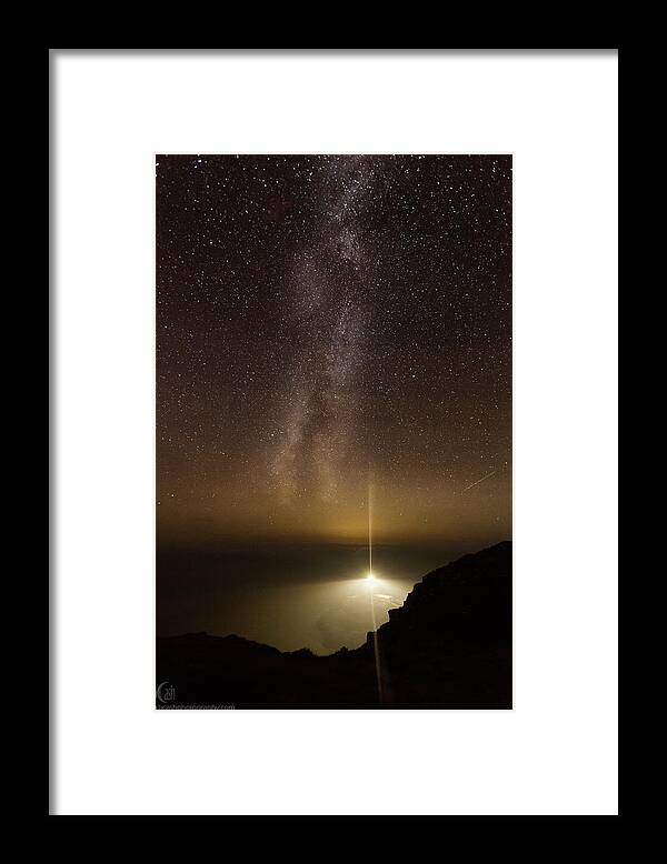 Astrophotography Framed Print featuring the photograph Lighthouse and Milky Way by B Cash