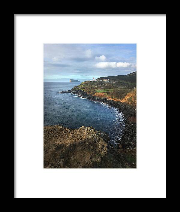 Kelly Hazel Framed Print featuring the photograph Lighthouse on Terceira by Kelly Hazel