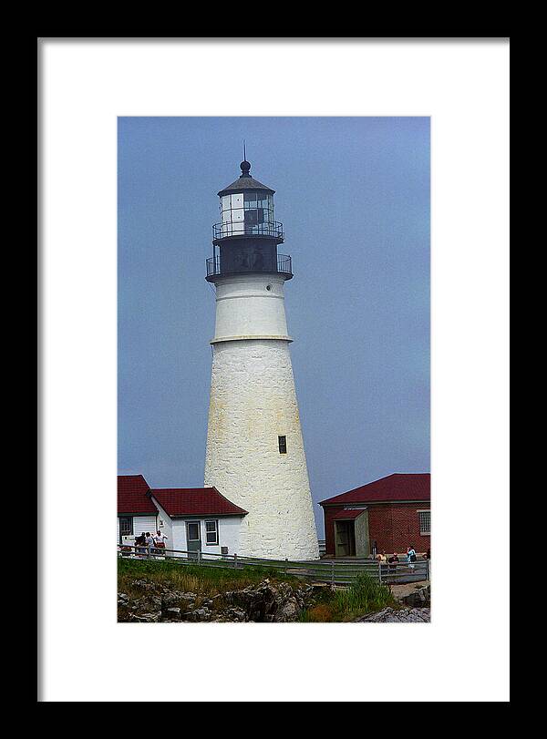 America Framed Print featuring the photograph Lighthouse - Portland Head, Maine by Frank Romeo