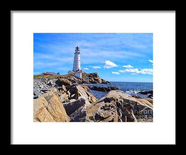 Lighthouse Framed Print featuring the photograph Lighthouse Seascape by Beth Myer Photography