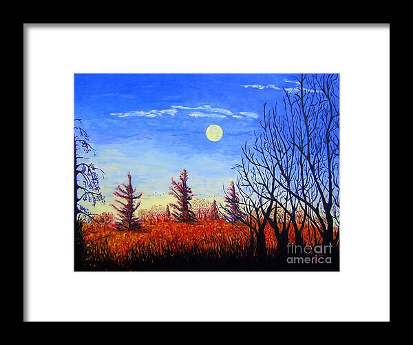 Moon Framed Print featuring the painting Lighting the sky by Lisa Rose Musselwhite