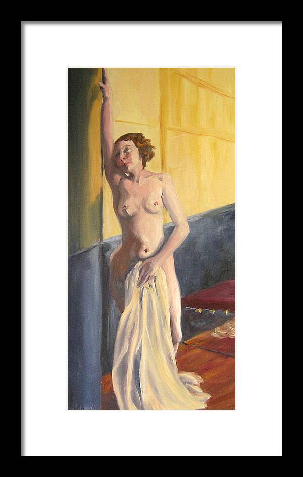 Nude Framed Print featuring the painting Like a Cello by Connie Schaertl
