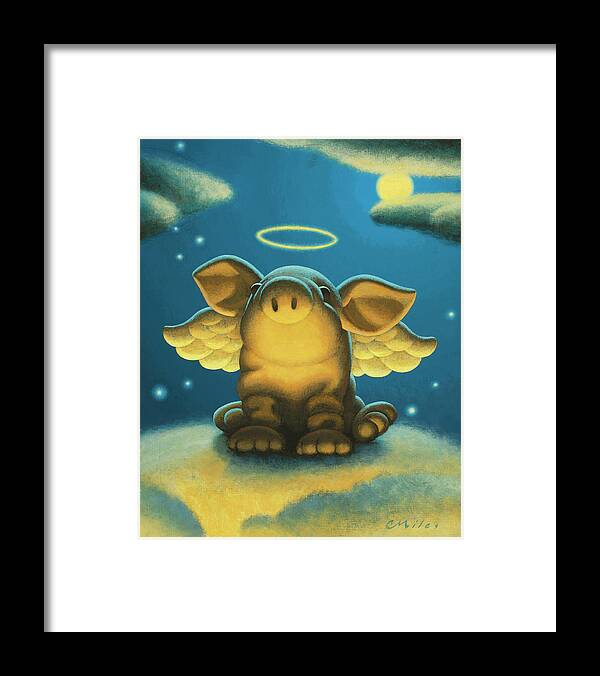 Pig Framed Print featuring the painting Lil' Angel by Chris Miles