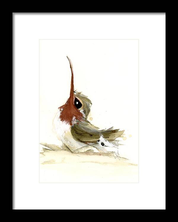 Hummingbird Art Framed Print featuring the painting Lil Hummer by Dawn Derman