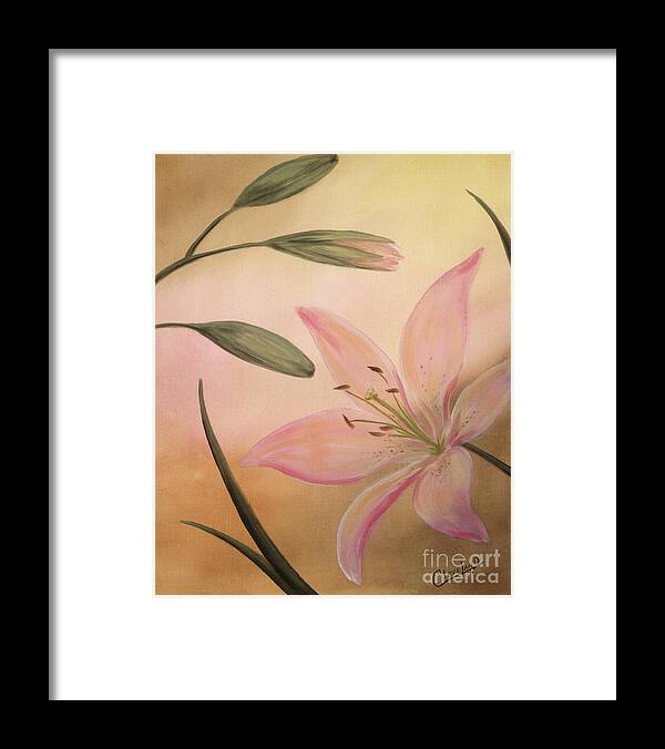 Lilies Framed Print featuring the painting Lilies Part 2 by Cathy Cleveland