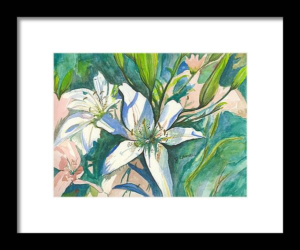 Two Framed Print featuring the painting Lillies two by Darren Cannell
