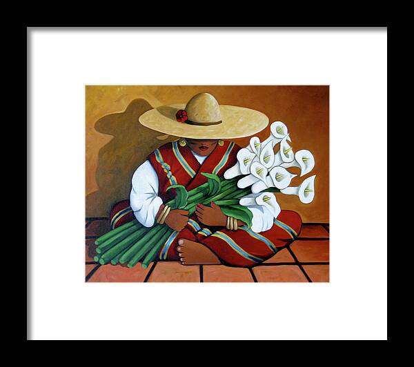 Contemporary Native American Art Framed Print featuring the painting Lily Woman by Lance Headlee