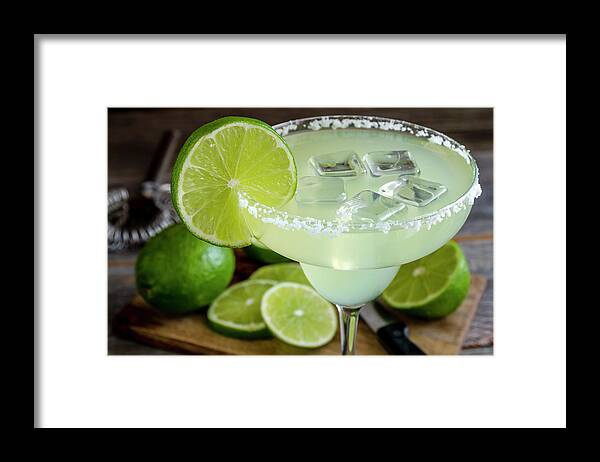 Hawthorne Strainer Framed Print featuring the photograph Lime Margarita Drink by Teri Virbickis