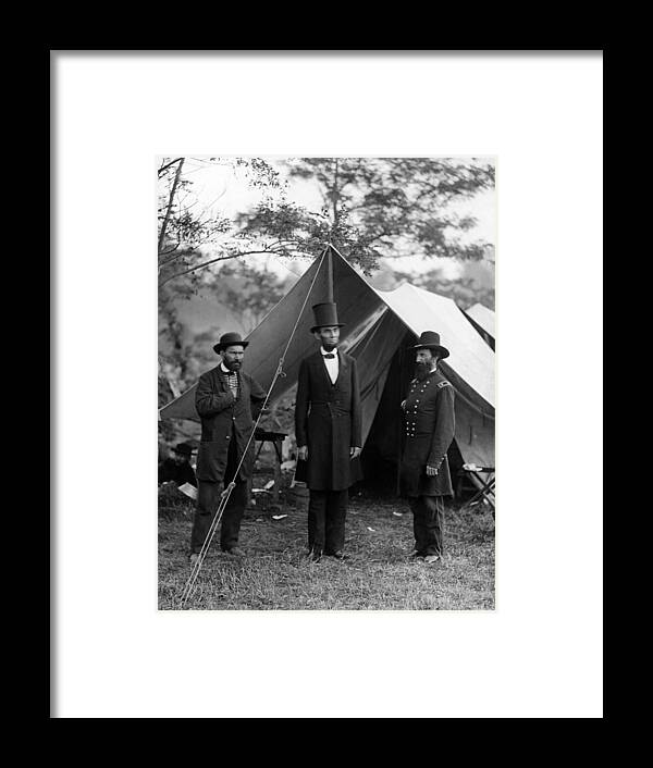 Allan Pinkerton Framed Print featuring the photograph Lincoln with Allan Pinkerton - Battle of Antietam - 1862 by War Is Hell Store