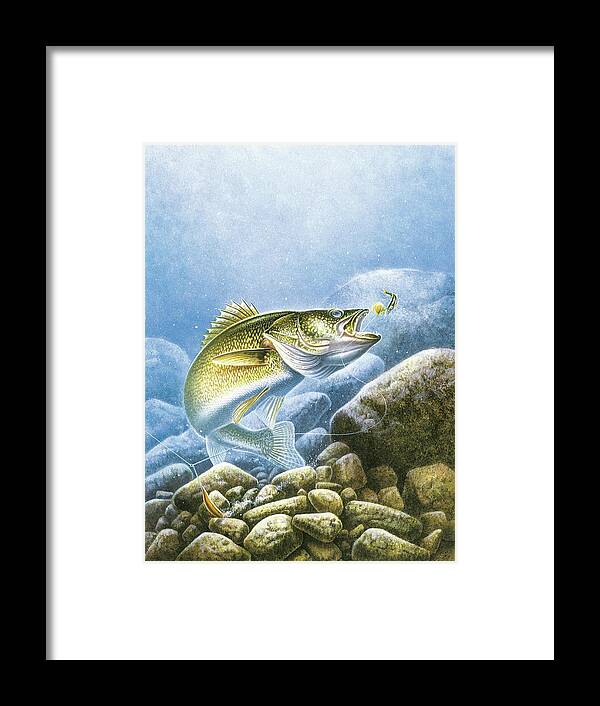Jon Q Wright Framed Print featuring the painting Lindy Walleye by JQ Licensing