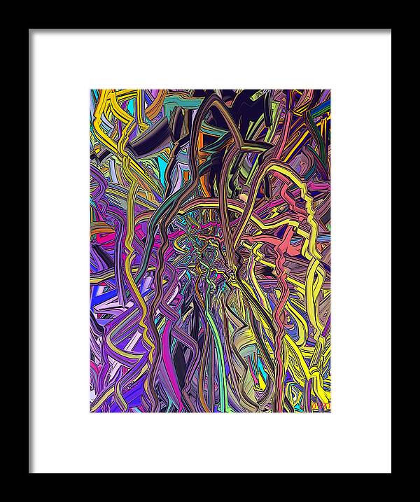 Original Modern Art Abstract Contemporary Vivid Colors Framed Print featuring the digital art Line Abstract by Phillip Mossbarger