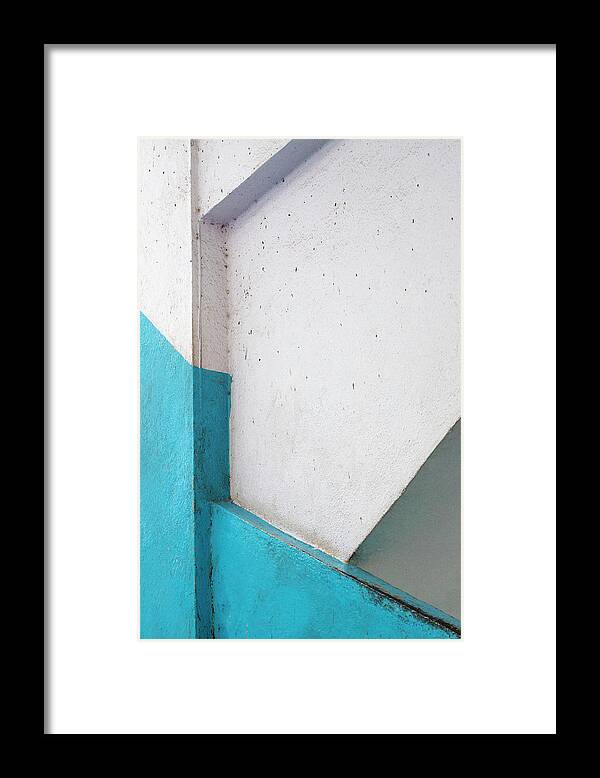 Minimalism Framed Print featuring the photograph Lines and Blue Paint by Prakash Ghai