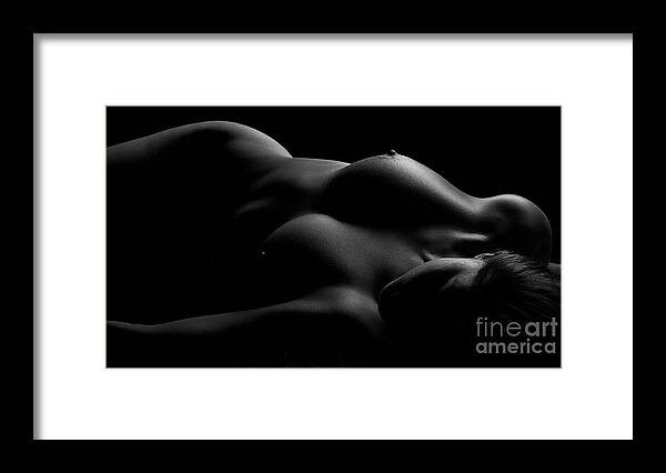 Bodyscape Framed Print featuring the photograph Lines of Light Black and White by David Naman
