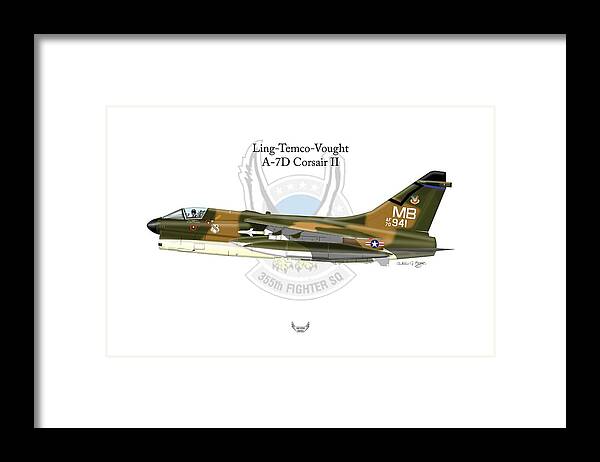 Ling Framed Print featuring the digital art Ling-Temco-Vaught A-7D Corsair by Arthur Eggers
