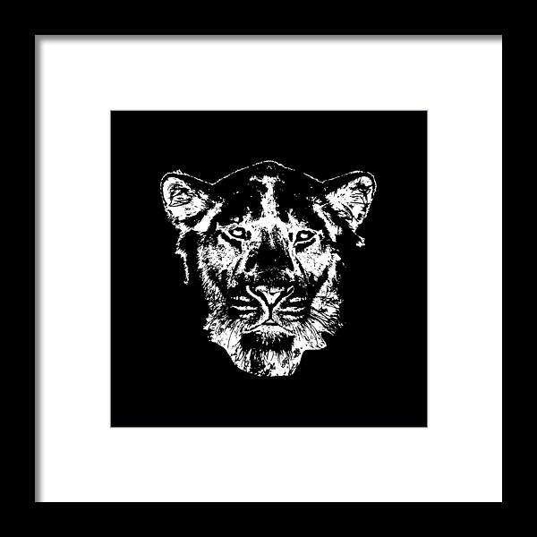 Lion-head Framed Print featuring the digital art Lion Head by Piotr Dulski