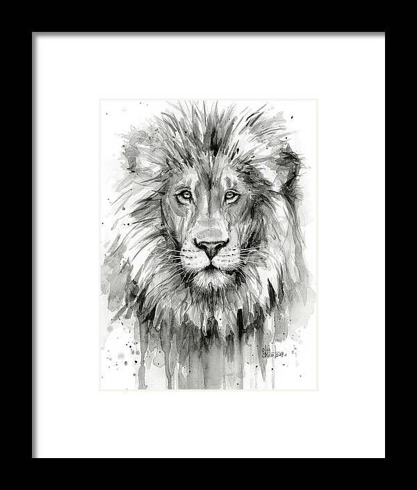 Lion Framed Print featuring the painting Lion Watercolor by Olga Shvartsur