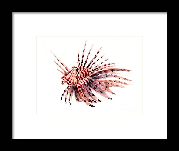 Lionfish Framed Print featuring the painting Lionfish by David Rogers