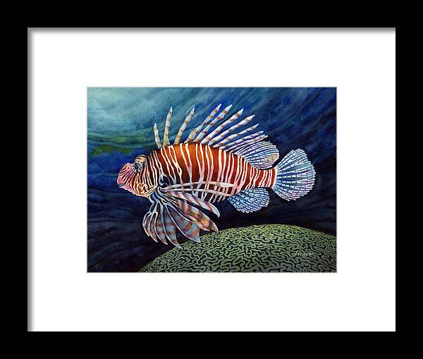 Lionfish Framed Print featuring the painting Lionfish by Hailey E Herrera