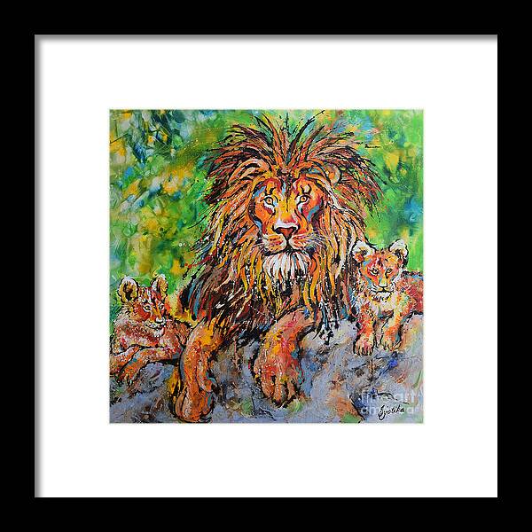  Framed Print featuring the painting Lion's Pride by Jyotika Shroff