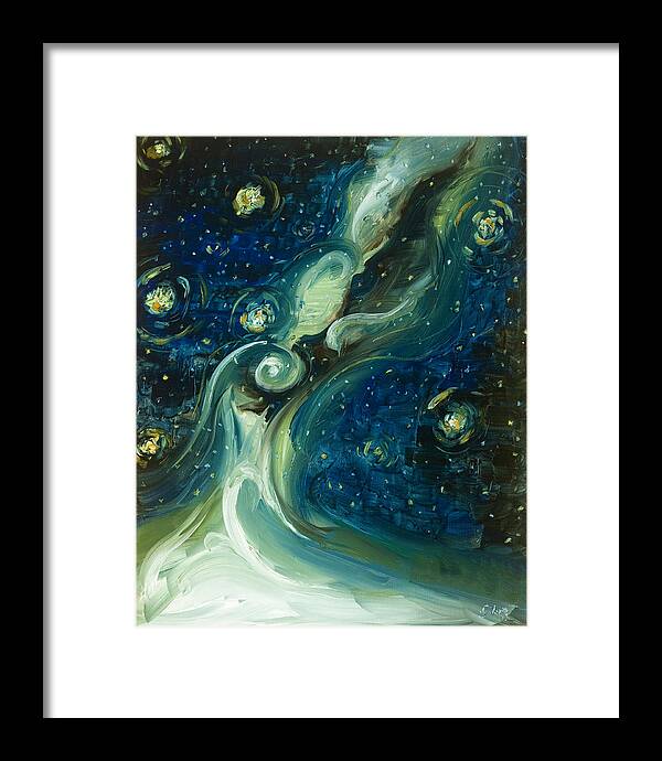 Milky Way Framed Print featuring the painting Liquid Galaxy by Carlos Flores