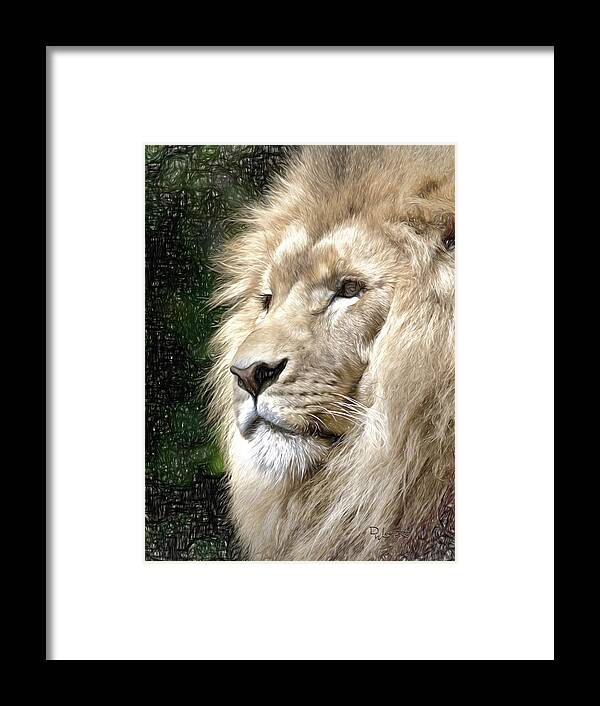 Pencil Framed Print featuring the digital art Liquid Lion by David Luebbert