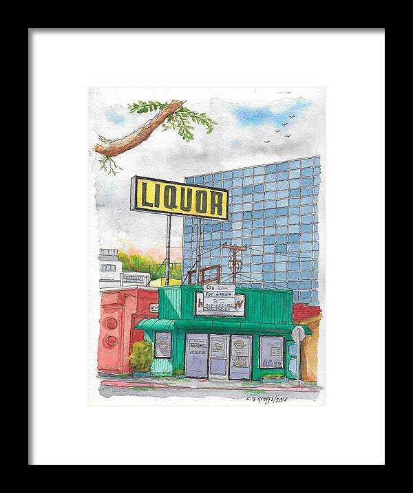 Liquor For Lease Framed Print featuring the painting Liquor for lease in Burbank, California by Carlos G Groppa