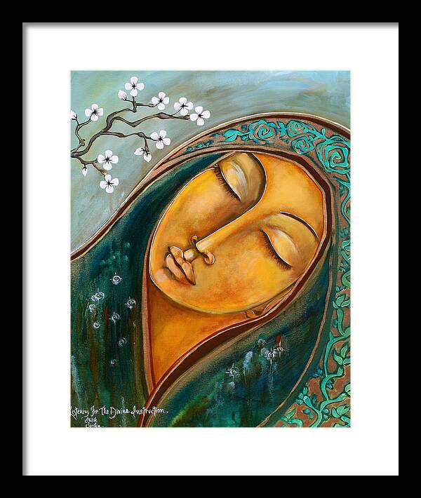  Framed Print featuring the painting Listening For The Divine Instruction by Shiloh Sophia McCloud