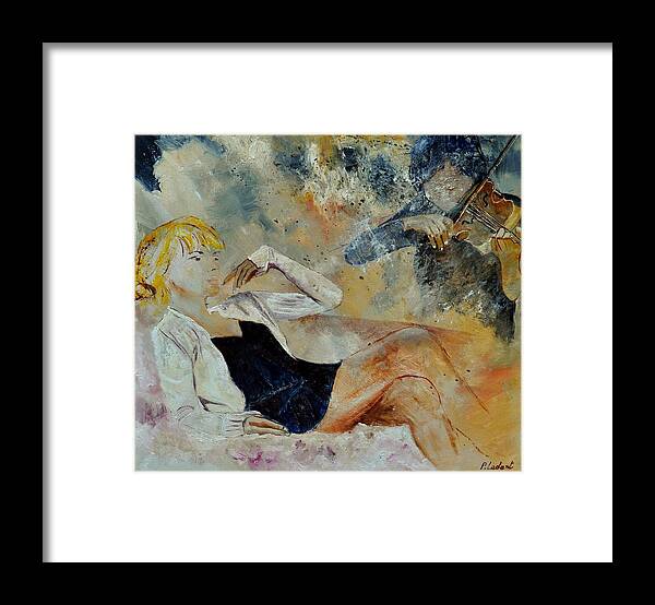 Misic Framed Print featuring the painting Listening To The Violin by Pol Ledent