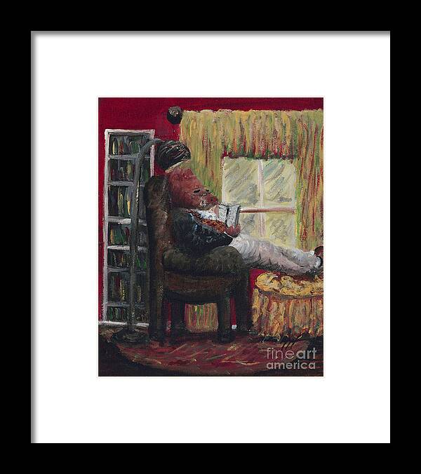 Hog Framed Print featuring the painting Literary Escape by Nadine Rippelmeyer