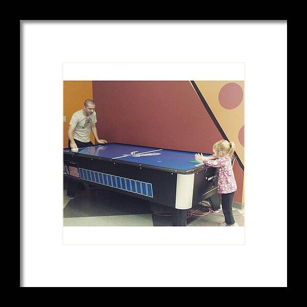 Play Framed Print featuring the photograph Little Bit Of Air Hockey And Pizza To by Chelsea Johnson